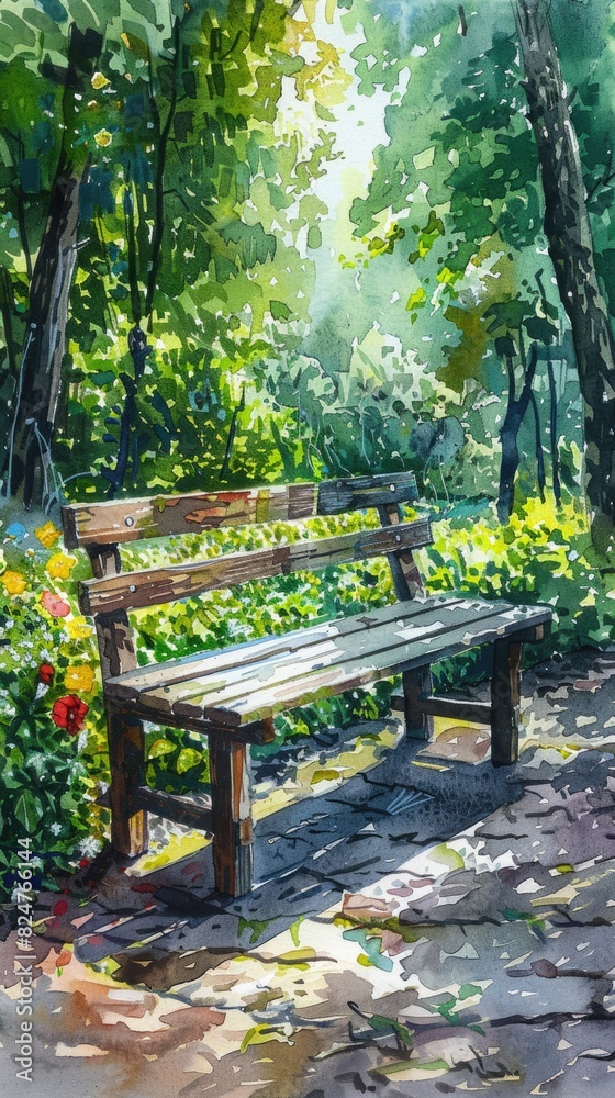 The benches in the park forest The benches in the park forest