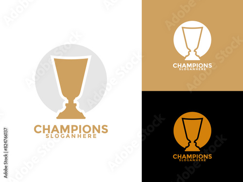 Trophy logo icon design template flat vector illustration, Award Winner logo design template