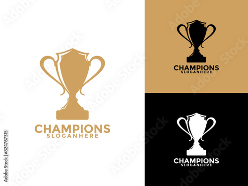 Trophy logo icon design template flat vector illustration, Award Winner logo design template