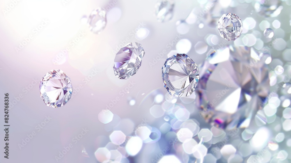 The gemstone jewelry consists of white gems on a geometric floating background. The gemstone jewelry consists of white gems on a geometric floating background.