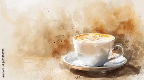 Illustration of a cappuccino latte coffee cup in PNG format