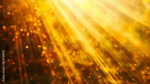 Sun ray effect on gold background with natural light lens flare