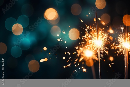 a sparkler with lights in the background