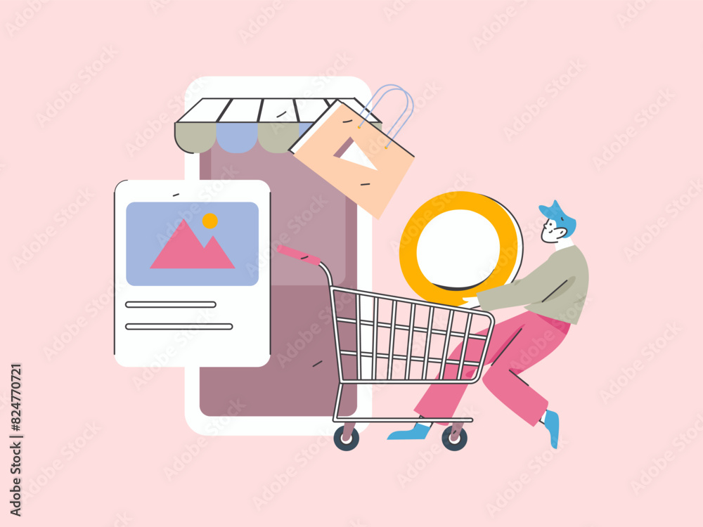Holiday shopping people doing e-commerce online shopping flat vector concept operation hand drawn illustration
Holiday shopping people doing e-commerce online shopping flat vector concept operation hand drawn illustration