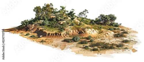 Modern nature national park background wallpaper, backdrop, texture, Addo Elephant Park, South Africa, isolated. LIDAR model, elevation scan, topography map, 3D render, template, aerial, drone