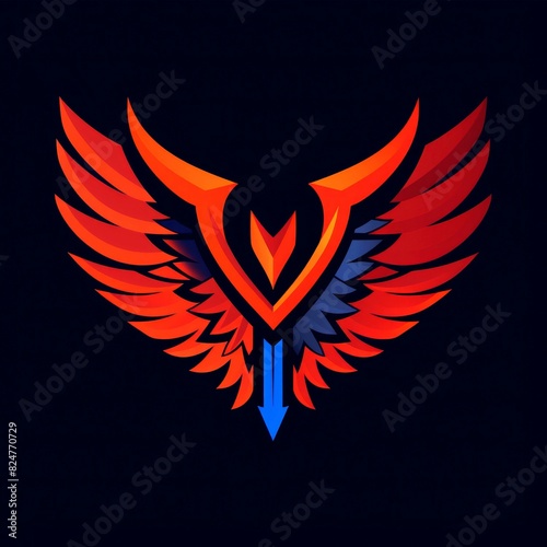 illustration art emblem of eagle and wing