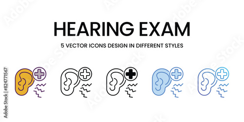 Hearing Exam  Icons different style vector stock illustration photo