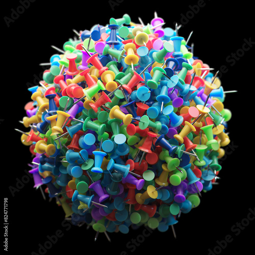 several assorted colors of plastic push pins in shape of sphere