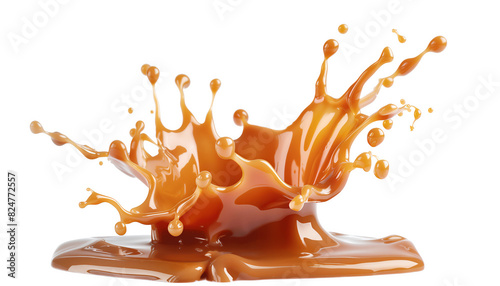 splash of caramel sauce isolated on transparent background