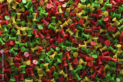several assorted colors of plastic push pins photo