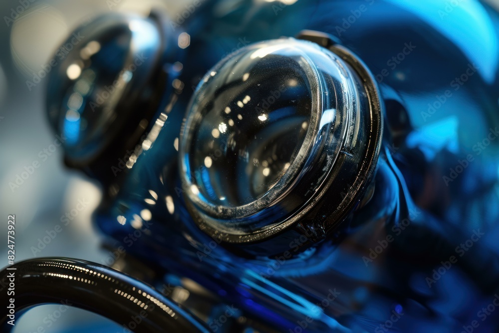 Macro shot highlighting the curves and transparency of blue glass bottles with a shallow depth of field Macro shot highlighting the curves and transparency of blue glass bottles with a shallow depth of field