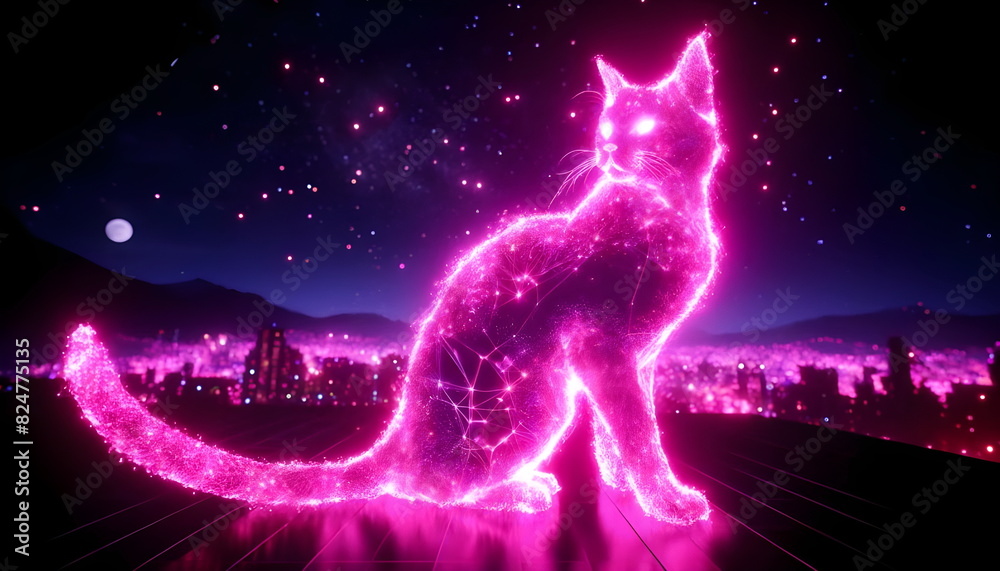 Obraz premium Explore the vibrant essence of neon in this glowing animal artwork, perfect for background imagery. The painting vividly portrays a creature illuminated by neon colors