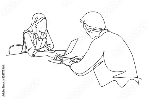 Client and customer concept. Single line draw design. Full length animation illustration. High quality 4k footage.