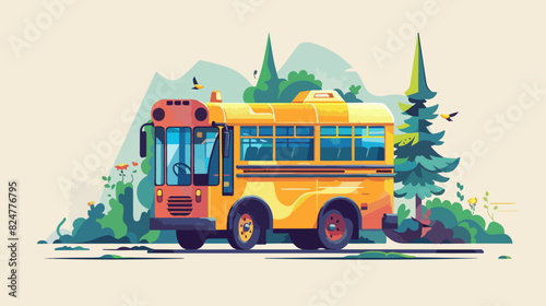 School bus illustration. Yellow bus.