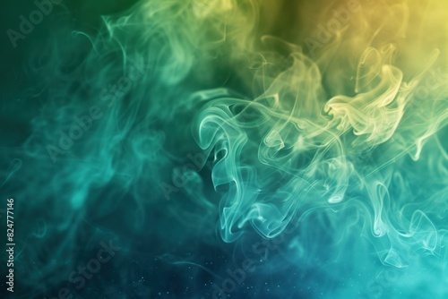 Vibrant, ethereal smoke patterns with a dreamy blend of green and blue hues