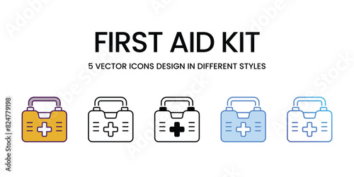 First Aid Kit Icons different style vector stock illustration