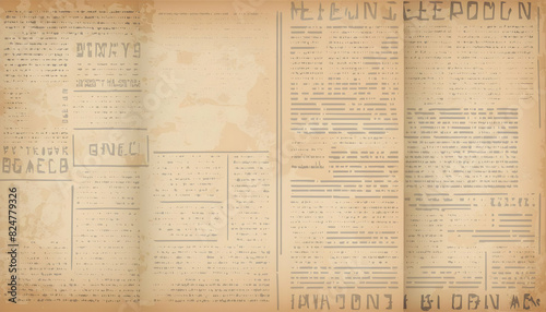 an old paper background with a worn, grunge texture, reminiscent of aged newspaper pages, Ai generated 