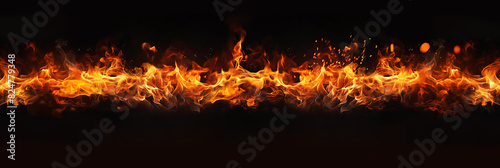 Fire embers particles over black background. Fire sparks background. Abstract dark glitter fire particles lights.