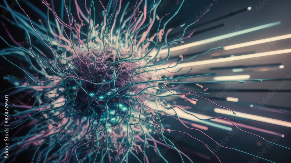 A captivating digital illustration featuring an intricate web of lines and particles that resemble a complex neural network or futuristic communication system. A captivating digital illustration featuring an intricate web of lines and particles that resemble a complex neural network or futuristic communication system.