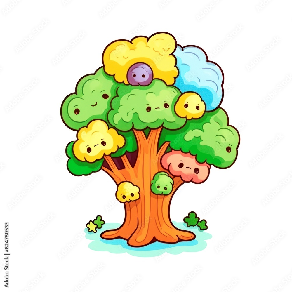illustration art kawaii carton of tree isolated on white background illustration art kawaii carton of tree isolated on white background