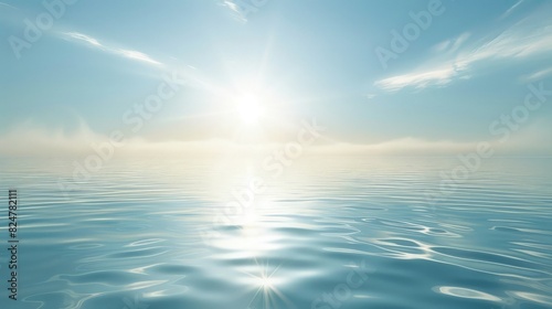 sunlight dances on calm water, forming soft waves and reflections. Perfect for tranquil themes, evoking a sense of peacefulness and serenity photo