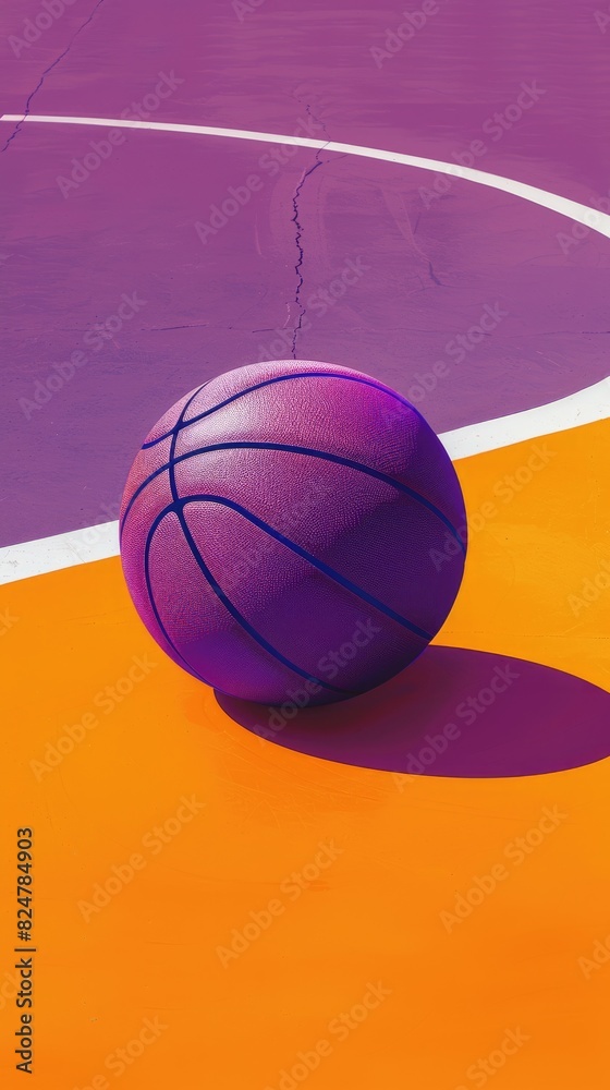 Purple basketball and orange ground Purple basketball and orange ground