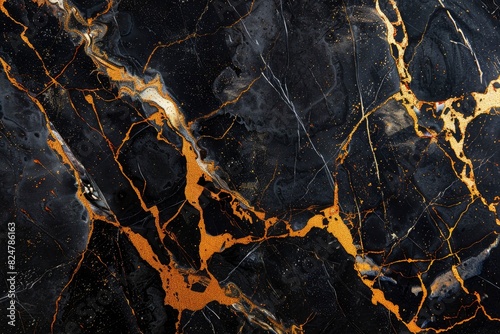 black marble with golden veins, Black marbel natural pattern for background, Gold marble texture with lots of bold contrasting veining, Luxury marbel stone for ceramic floor and wall - generative ai