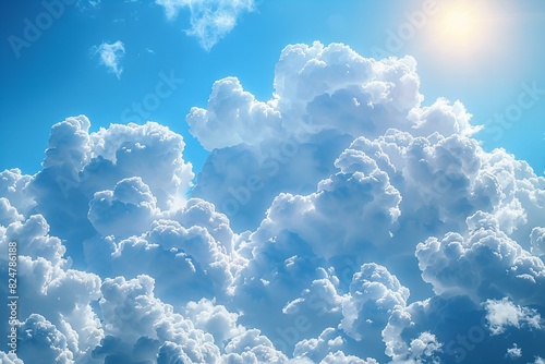 Digital artwork of beautiful white clouds in the sky, soft clouds, large clouds, simple background, 