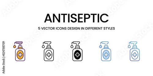 Antiseptic Icons different style vector stock illustration