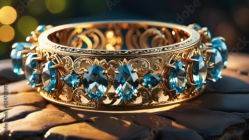 Golden Bracelet with diamonds. 