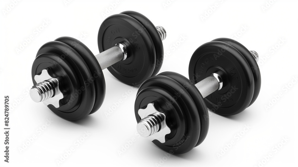 Pair of Black Dumbbells on White Background Pair of Black Dumbbells on White Background