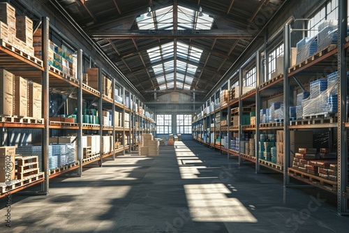 Large warehouse stacking of goods © fanjianhua