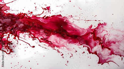 Brilliant ruby hues splashed onto a clean white surface, capturing the essence of creativity and expression