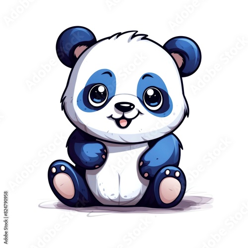 illustration art kawaii cartoon of panda isolated on white background