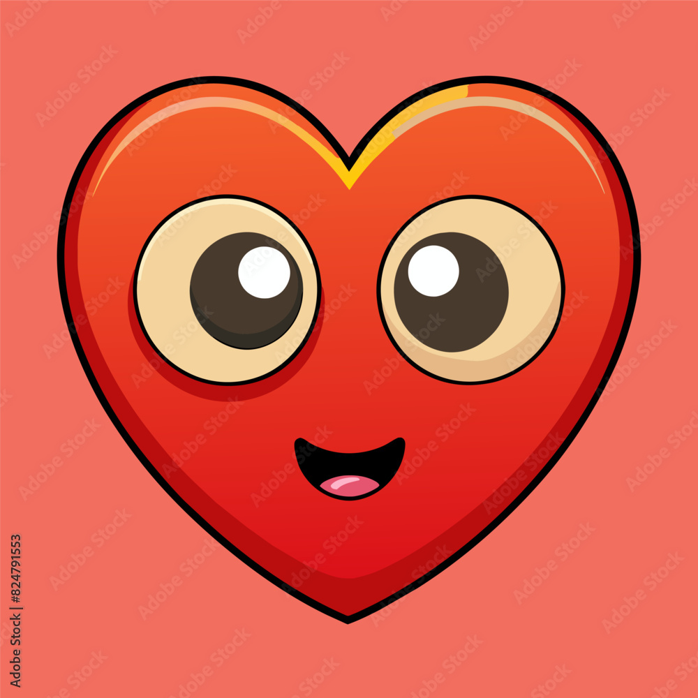 Fototapeta premium Adorable Heart Eyes Cartoon Drawing, Cute Heart Eyes Graphic