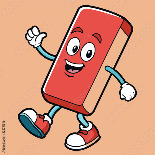 Adorable Eraser Cartoon Drawing, Cute Eraser Graphic