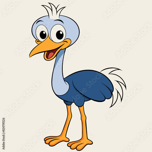 Adorable Ostrich Cartoon Drawing, Cute Ostrich Graphic