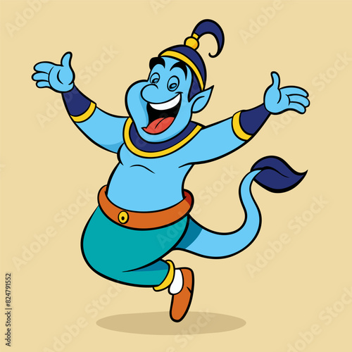 Adorable Genie Cartoon Drawing, Cute Genie Graphic