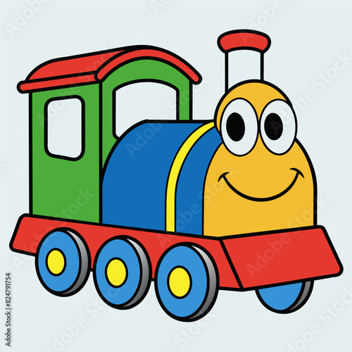 Adorable Toy Train Cartoon Drawing, Cute Toy Train Graphic