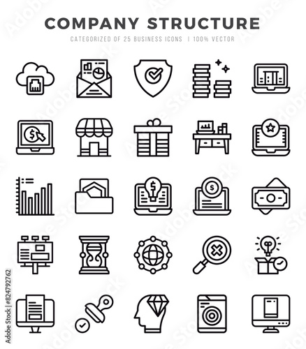 Company Structure Lineal icons collection. Lineal icons pack. Vector illustration