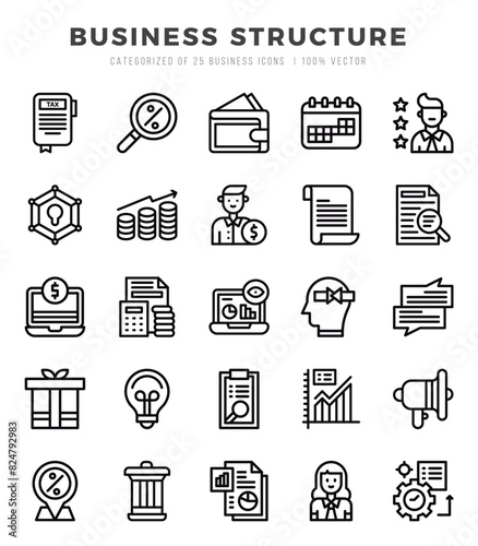 Business Structure Icons bundle. Lineal style Icons. Vector illustration.