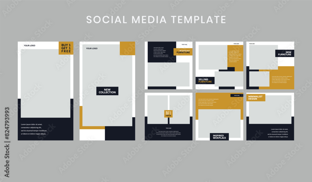 Social media post template design for promotion. Business vector illustration. Social media post template design for promotion. Business vector illustration.