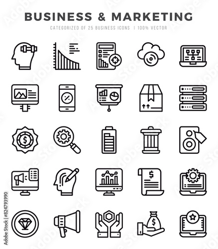Business & Marketing web icons in Lineal style.