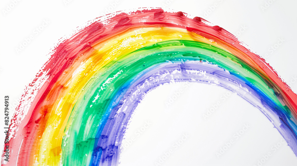 Obraz premium Drawing of a Rainbow on a White Background