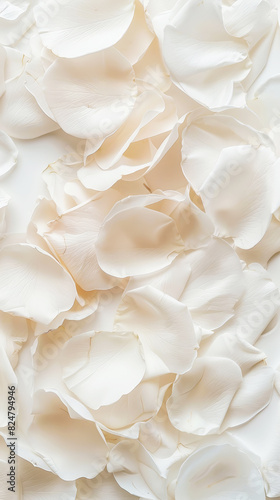 Delicate white rose petals. Aesthetic background for special events. Romantic concept. Generative AI