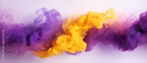 Deep purple and yellow watercolor splash background, blending smoothly,