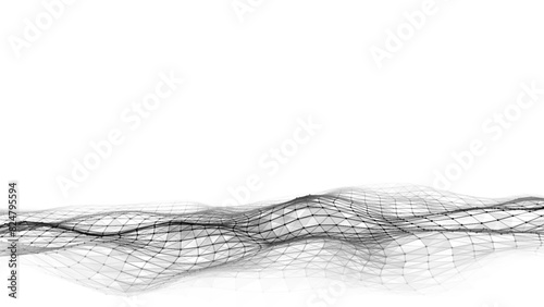 Futuristic technology wave. Digital cyberspace. Abstract vector wave with moving particles. Big data analytics.