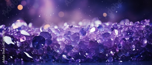 Amethyst glitter background with rich, sparkling light, photo
