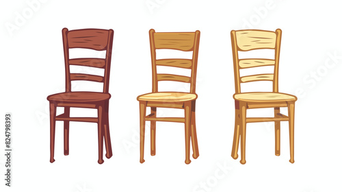 Wooden chair color icon. Vintage rural seat Cartoon vector