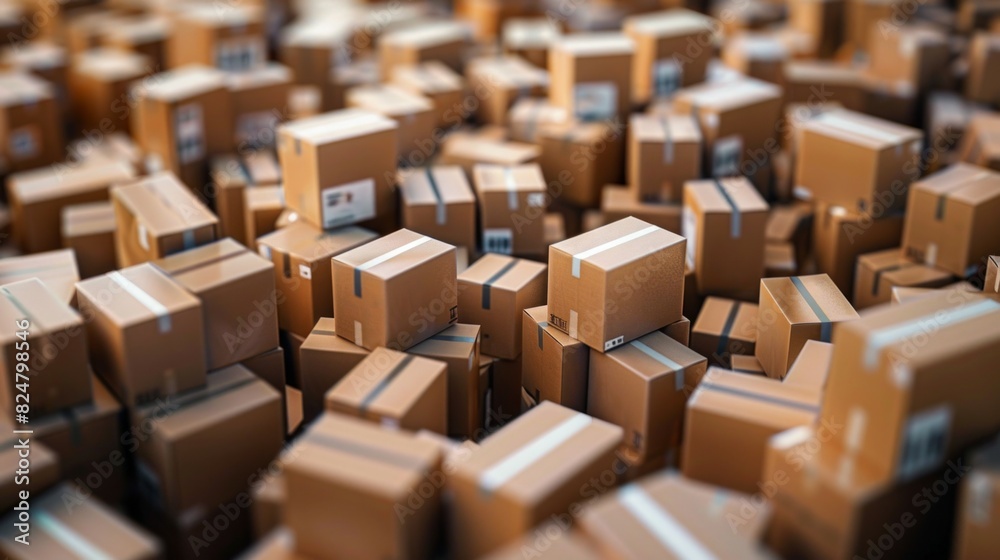 Fototapeta premium image of a wholesale stockpile full of boxes